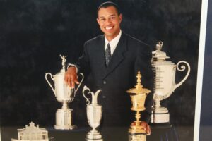 Tiger Woods Grand Slam trophies